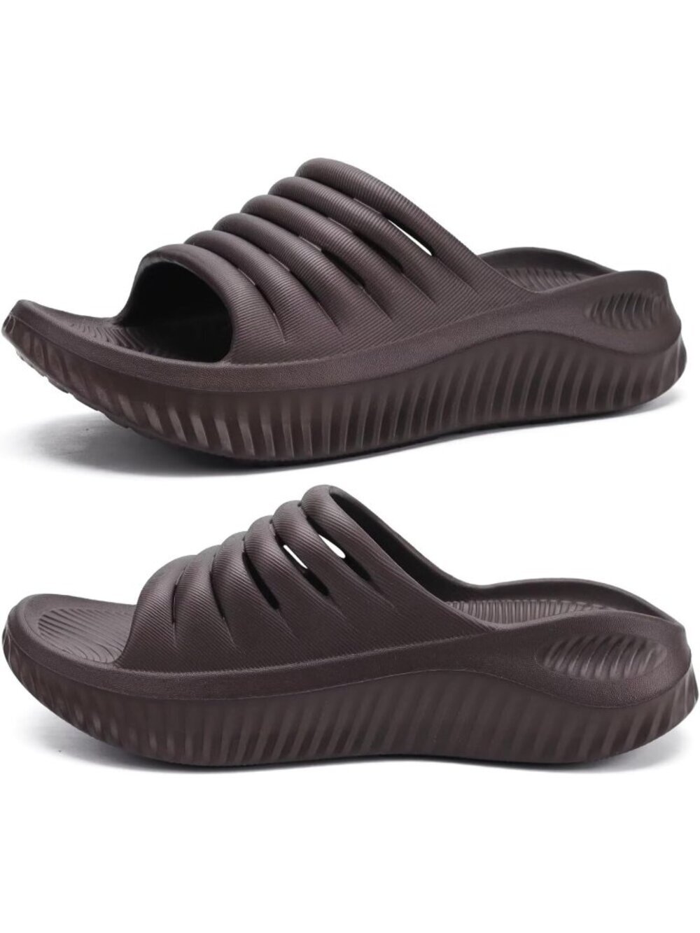 Women's Brown White Rubber Plantar Fascistic Support,Ladies Toe Sport Sandals